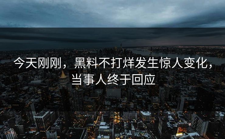 今天刚刚，黑料不打烊发生惊人变化，当事人终于回应