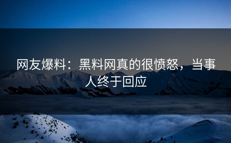 网友爆料：黑料网真的很愤怒，当事人终于回应