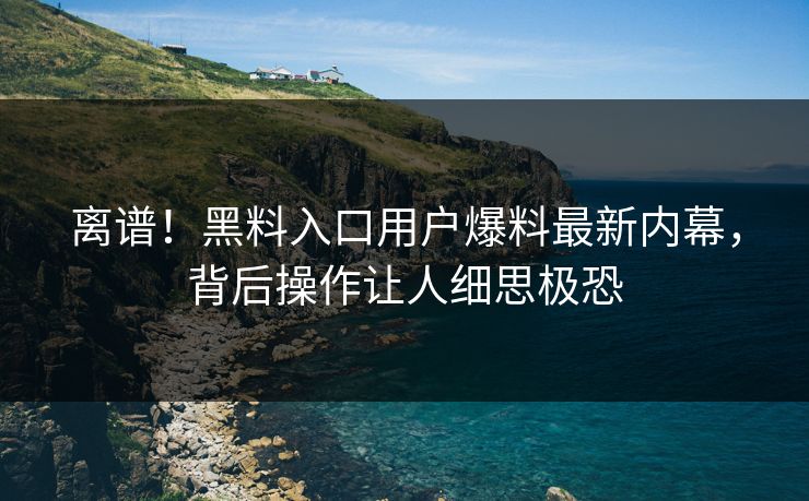 离谱！黑料入口用户爆料最新内幕，背后操作让人细思极恐