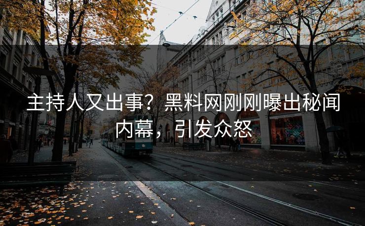 主持人又出事？黑料网刚刚曝出秘闻内幕，引发众怒
