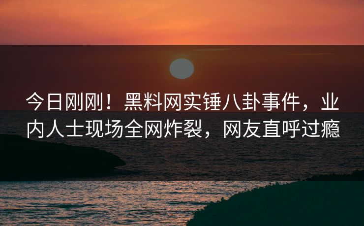 今日刚刚！黑料网实锤八卦事件，业内人士现场全网炸裂，网友直呼过瘾