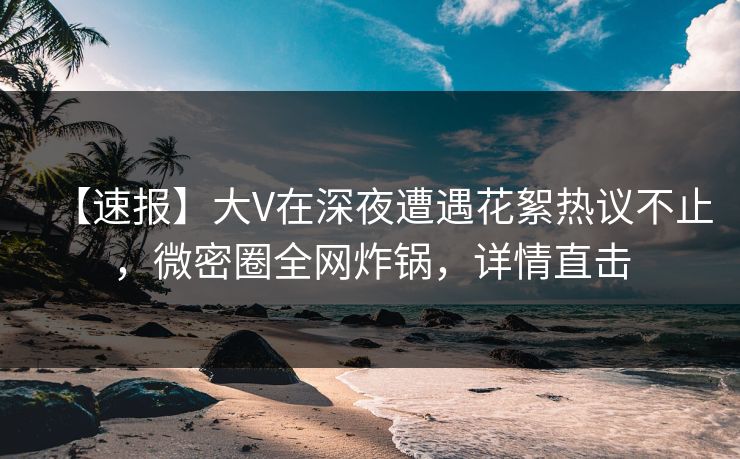 【速报】大V在深夜遭遇花絮热议不止，微密圈全网炸锅，详情直击