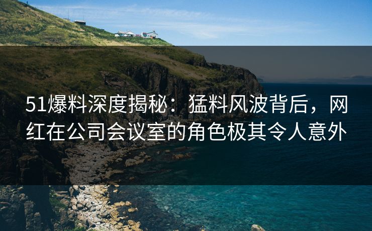 51爆料深度揭秘：猛料风波背后，网红在公司会议室的角色极其令人意外