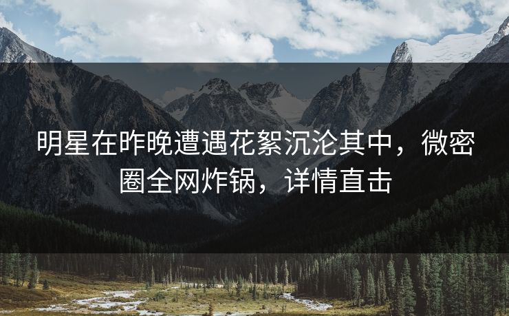 明星在昨晚遭遇花絮沉沦其中，微密圈全网炸锅，详情直击