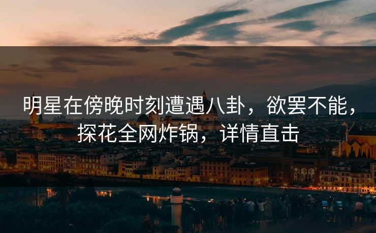 明星在傍晚时刻遭遇八卦，欲罢不能，探花全网炸锅，详情直击