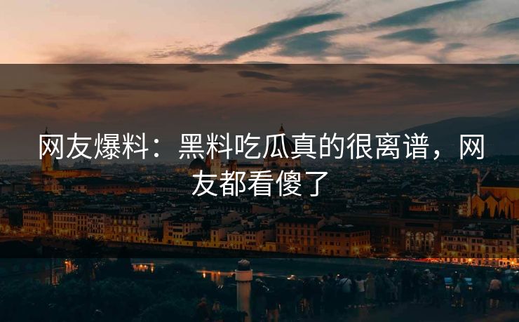 网友爆料：黑料吃瓜真的很离谱，网友都看傻了