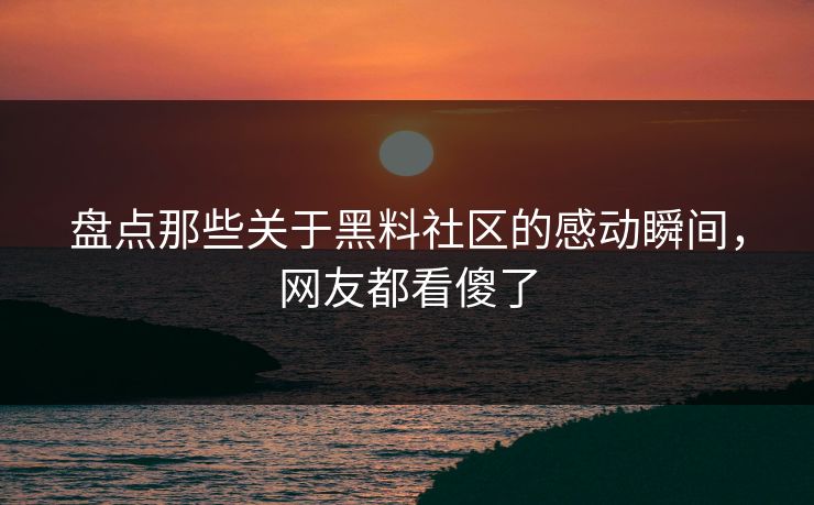 盘点那些关于黑料社区的感动瞬间，网友都看傻了