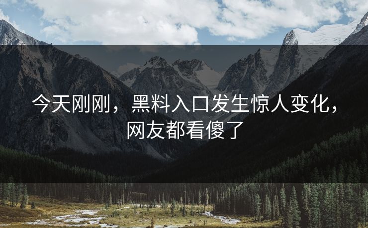 今天刚刚，黑料入口发生惊人变化，网友都看傻了