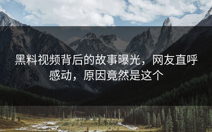 黑料视频背后的故事曝光，网友直呼感动，原因竟然是这个