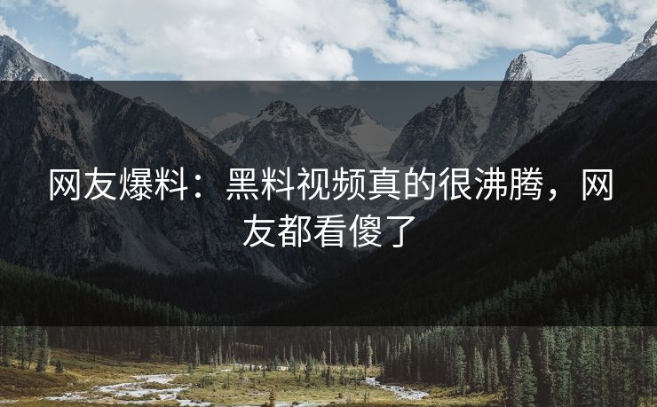 网友爆料：黑料视频真的很沸腾，网友都看傻了