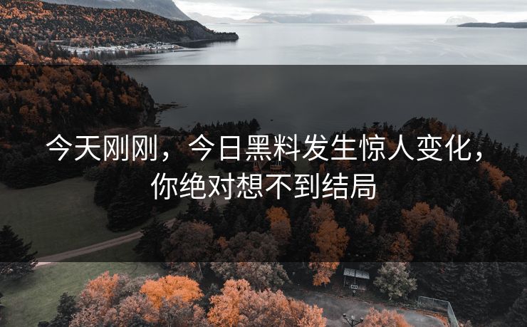 今天刚刚，今日黑料发生惊人变化，你绝对想不到结局