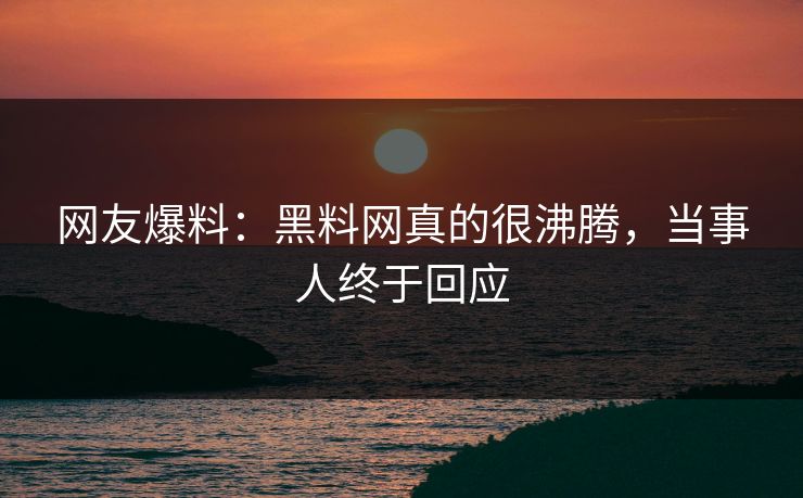 网友爆料：黑料网真的很沸腾，当事人终于回应
