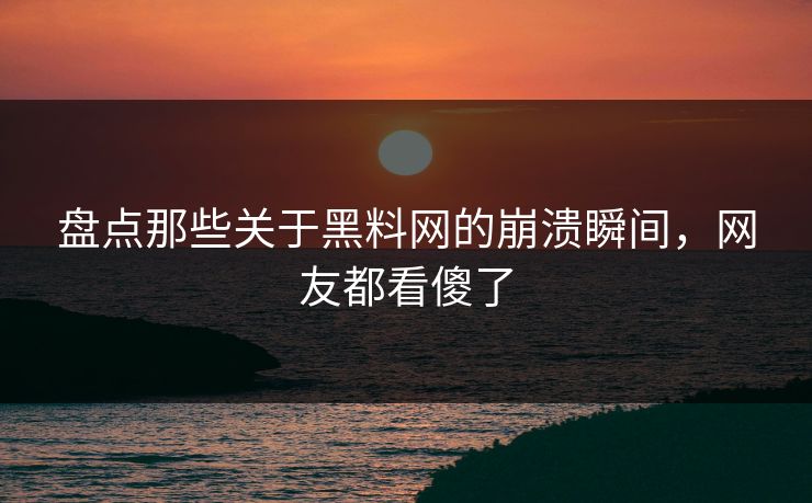 盘点那些关于黑料网的崩溃瞬间，网友都看傻了