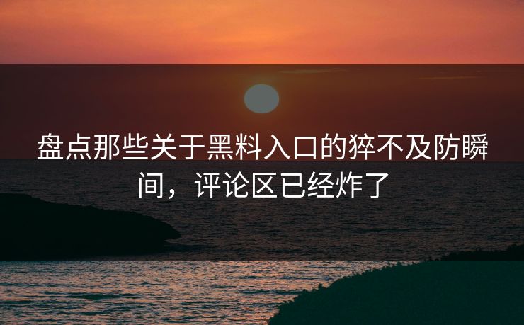 盘点那些关于黑料入口的猝不及防瞬间，评论区已经炸了