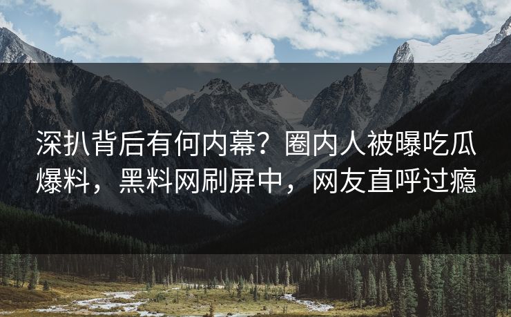 深扒背后有何内幕？圈内人被曝吃瓜爆料，黑料网刷屏中，网友直呼过瘾