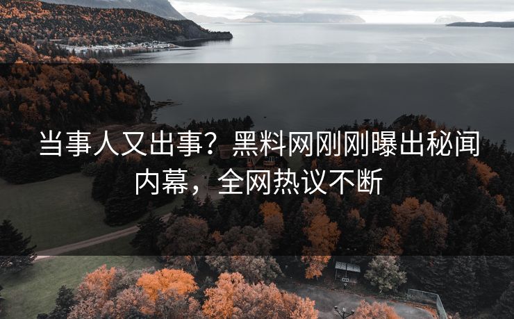 当事人又出事？黑料网刚刚曝出秘闻内幕，全网热议不断