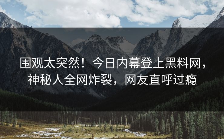 围观太突然！今日内幕登上黑料网，神秘人全网炸裂，网友直呼过瘾