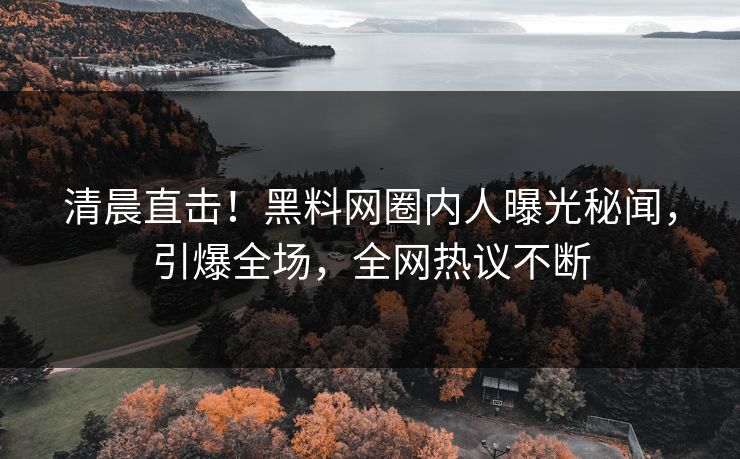 清晨直击！黑料网圈内人曝光秘闻，引爆全场，全网热议不断