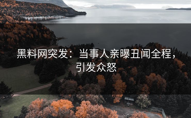 黑料网突发：当事人亲曝丑闻全程，引发众怒