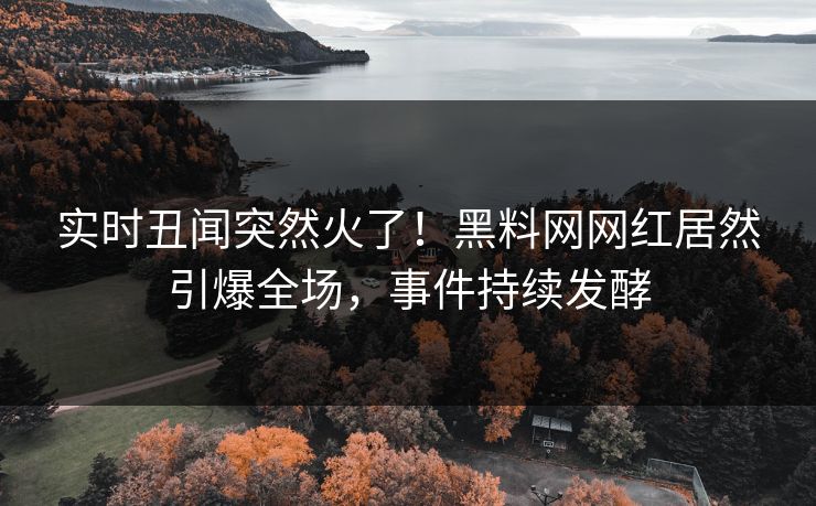 实时丑闻突然火了！黑料网网红居然引爆全场，事件持续发酵