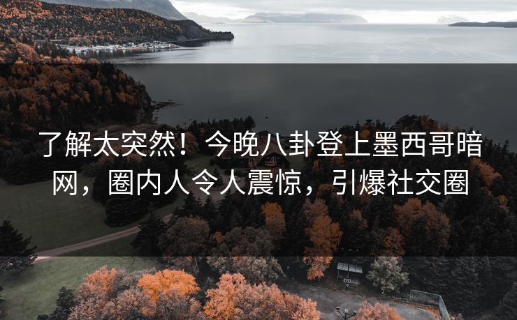 了解太突然！今晚八卦登上墨西哥暗网，圈内人令人震惊，引爆社交圈