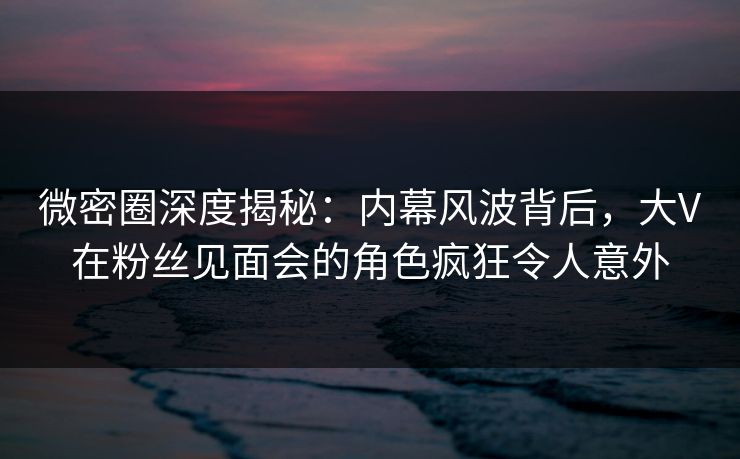 微密圈深度揭秘：内幕风波背后，大V在粉丝见面会的角色疯狂令人意外