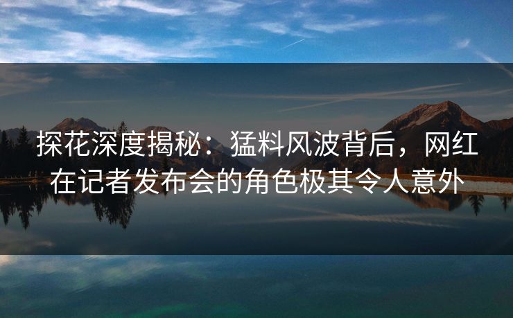 探花深度揭秘：猛料风波背后，网红在记者发布会的角色极其令人意外
