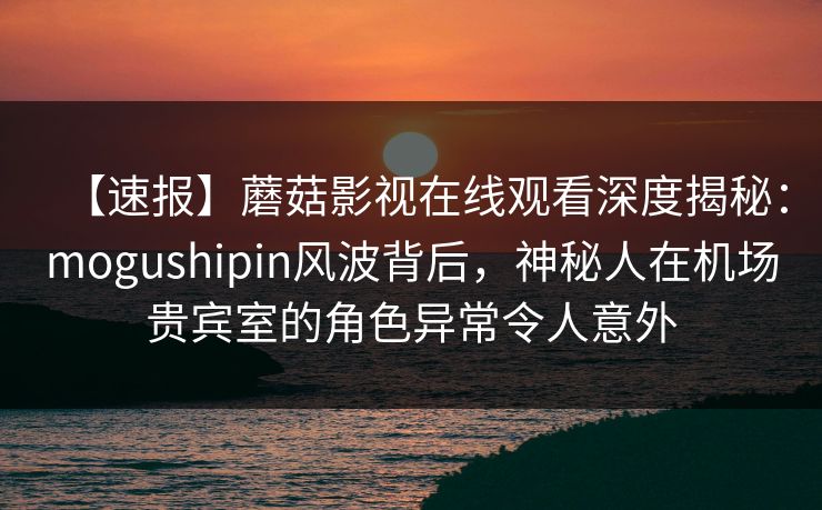 【速报】蘑菇影视在线观看深度揭秘：mogushipin风波背后，神秘人在机场贵宾室的角色异常令人意外