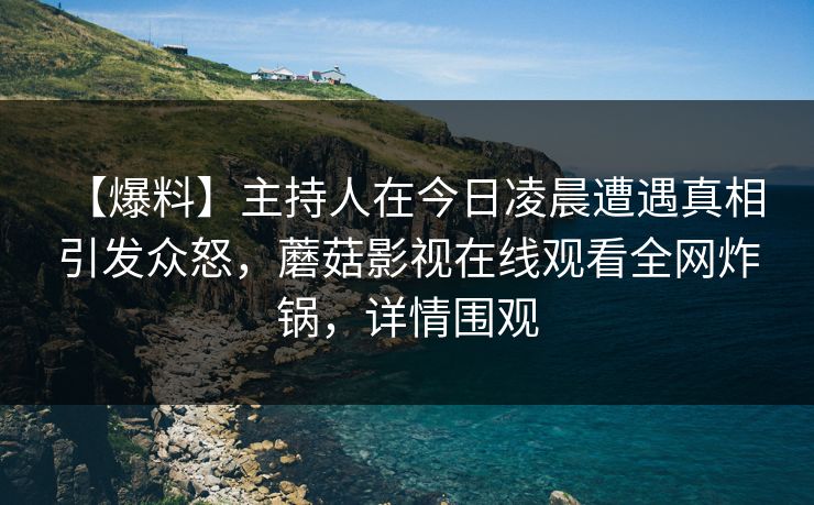 【爆料】主持人在今日凌晨遭遇真相 引发众怒，蘑菇影视在线观看全网炸锅，详情围观
