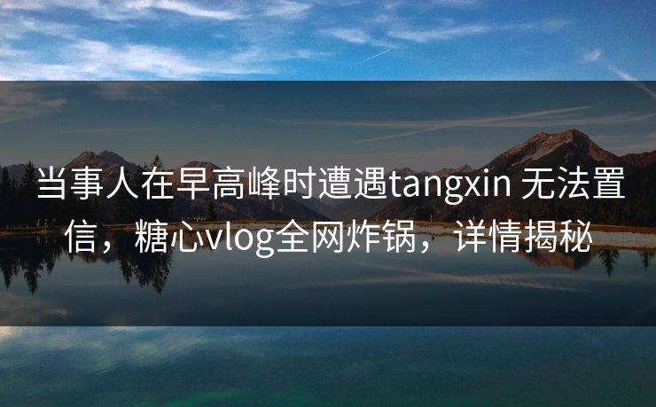当事人在早高峰时遭遇tangxin 无法置信，糖心vlog全网炸锅，详情揭秘
